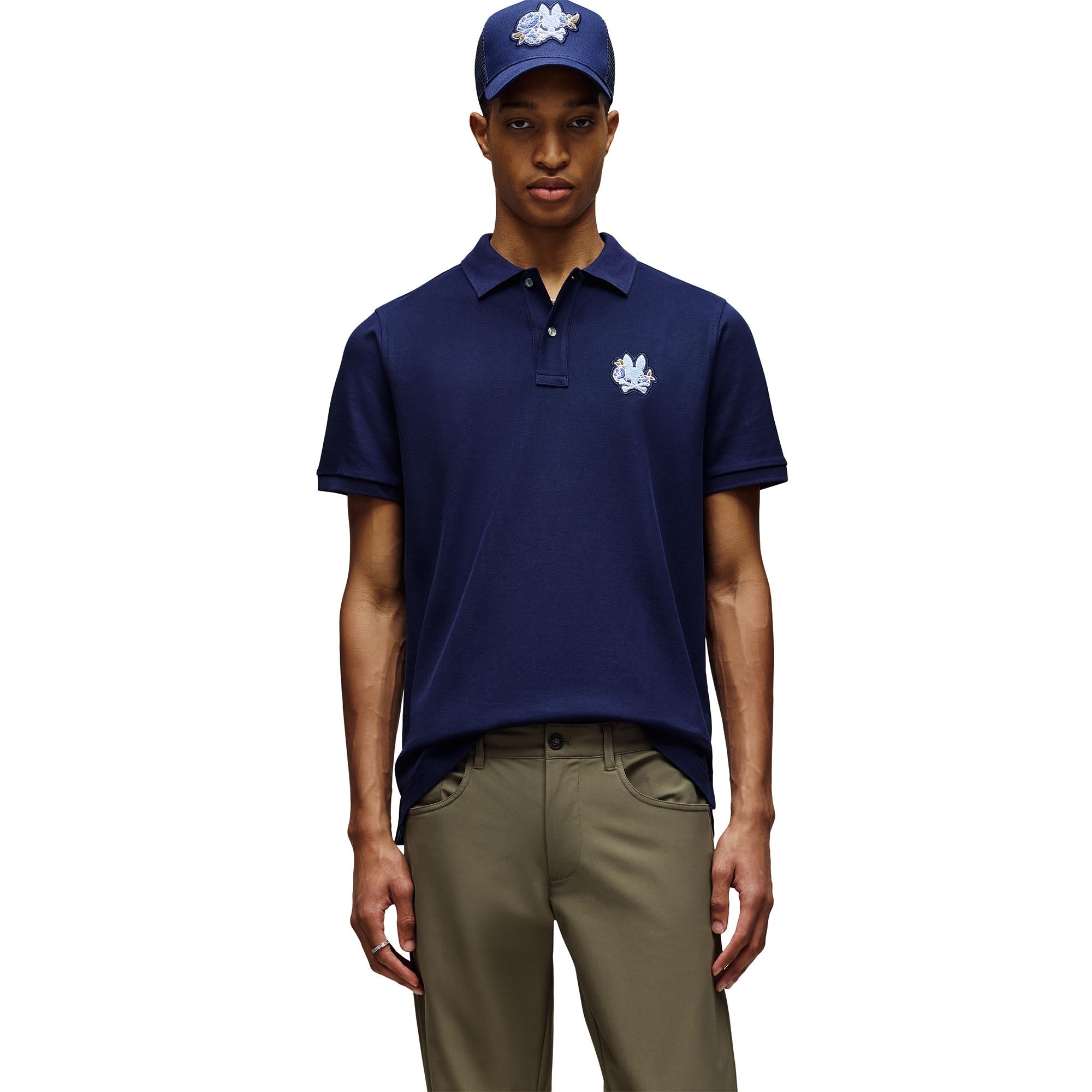 Psycho Bunny Auguste Pique Mens Polo Shirt Evening Blue